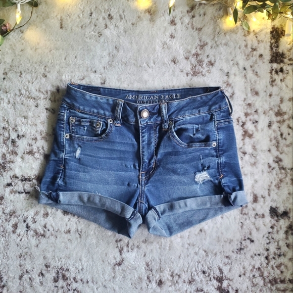 American Eagle Outfitters Pants - American Eagle Medium Wash Shortie Shorts